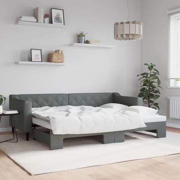 vidaXL Slaapbank met onderschuifbed 80x200 cm stof, Verzenden