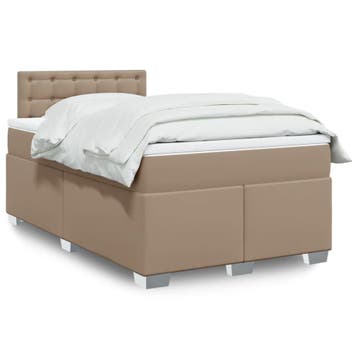 vidaXL Boxspring met matras kunstleer cappuccinokleurig, Verzenden