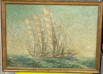 Yvon Dieulafé (1903–1990) - Marine - Bateau Pointilliste