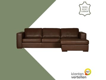 Leren hoekbank Flow - 3 zits + longchair, Ophalen of Verzenden