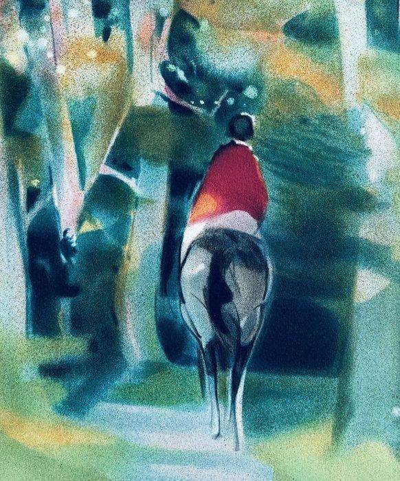 Camille Hilaire (1916-2004) - Cavalier entrant dans la forêt, Antiek en Kunst, Antiek | Overige Antiek