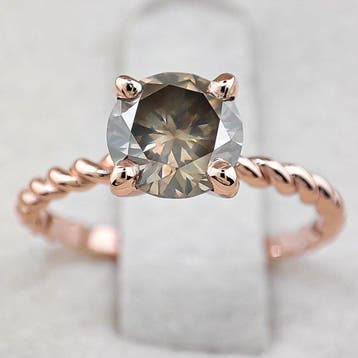 Ring - 14 karaat Roségoud - 1.17ct. tw. Diamant (Natuurlijk