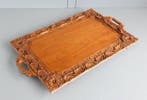 Dienblad - Handgesneden Floraal Dienblad - Walnotenhout