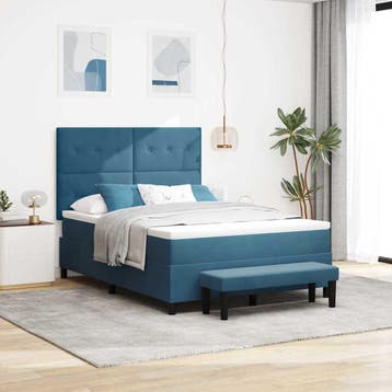 vidaXL Boxspring bed met hoofdeinde Donkerblauw 200 x 160 cm, Huis en Inrichting, Slaapkamer | Bedden, Verzenden, Nieuw