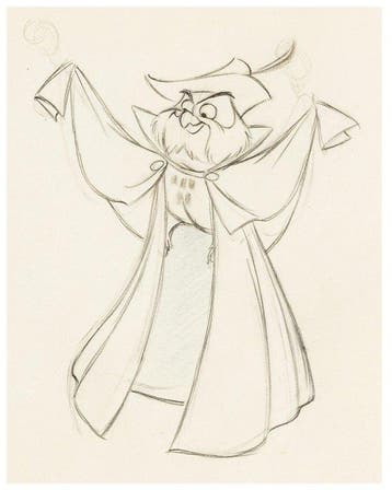 Walt Disney - Mock Prince-animatietekening Eens in een, Nieuw