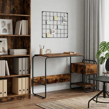 vidaXL Bureau met opslag Gerookt eiken 131,5 x 50 x 75,5 cm, Verzenden, Nieuw