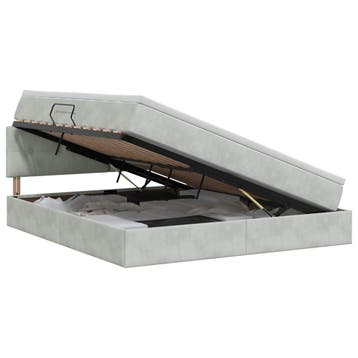 vidaXL Opbergbed met hoofdeinde Lichtgrijs 140 x 190 cm, Verzenden
