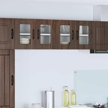 vidaXL Wandglas Kasten PORTO 2 st Bruin Eiken Bewerkt hout, Huis en Inrichting, Verzenden, Nieuw
