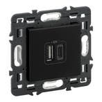 Dispositif complet Legrand Val Outlet 2xUSB Type A+C Noir -, Bricolage & Construction, Verzenden