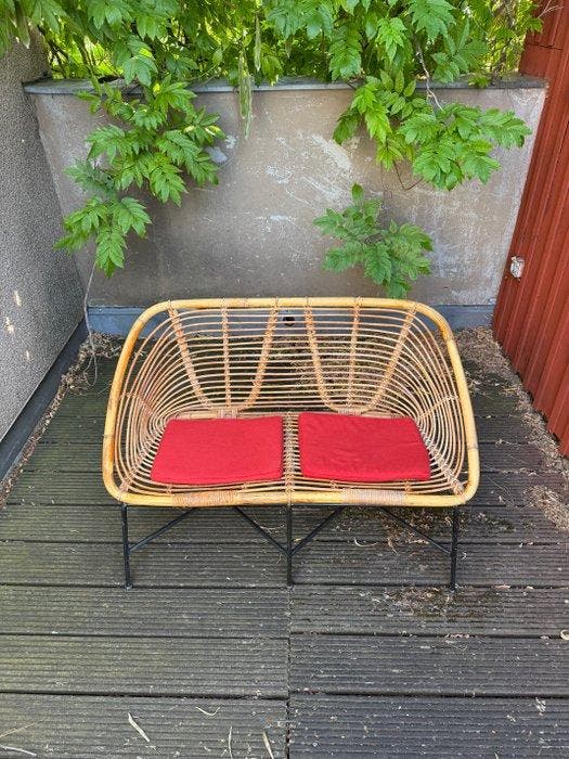 Canapé (meubles) - mi-siècle - Rotin, Acier, Antiek en Kunst, Curiosa en Brocante