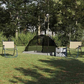 vidaXL Tent met dak met opslag Grijs en Zwart 236 x 150 x, Caravanes & Camping, Verzenden