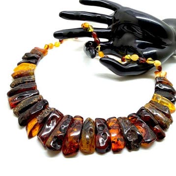 Luxueux collier en ambre naturel balte, 50 cm, poids 49,36 g