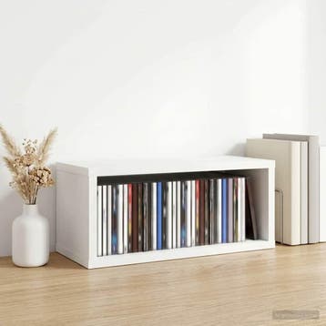 vidaXL CD Opslagrek Wit 40 x 17 x 17 cm Bewerkt hout, Verzenden, Nieuw