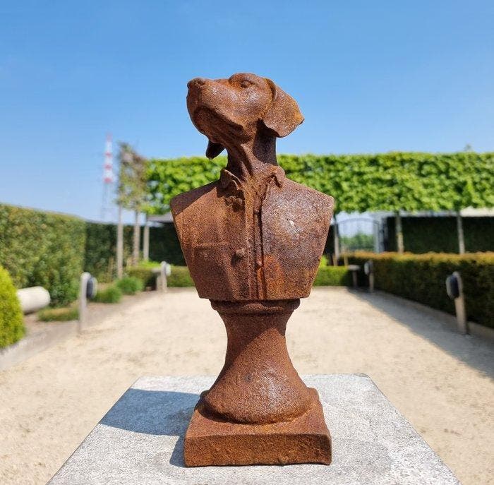 Beeldje - Dog bust - IJzer, Antiquités & Art, Curiosités & Brocante