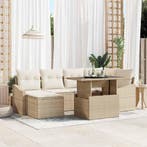 vidaXL Tuinbank Set met kussen met opslag 7 pcs Beige en, Tuin en Terras, Verzenden, Nieuw