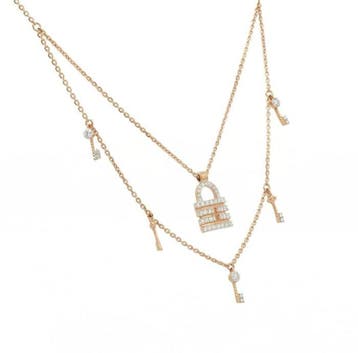 Collier - 14 carats Or rose - 0.43ct. tw. Diamant, Nieuw