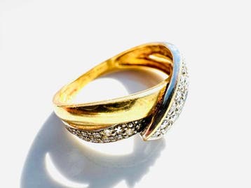 Ring - 18 karaat Geel goud - 0.07ct. tw. Diamant, Nieuw
