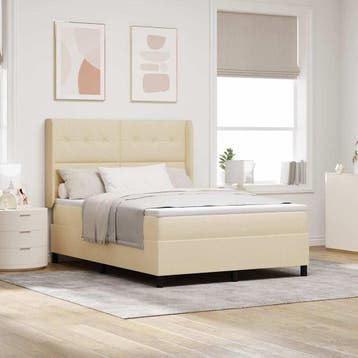 vidaXL Boxspring bed met kussen met hoofdeinde Crème 190 x, Verzenden, Nieuw