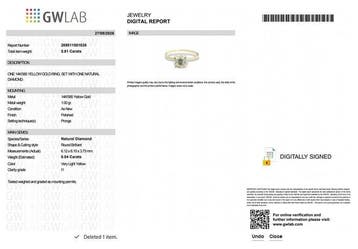 Zonder minimumprijs - Ring - 14 karaat Geel goud - 0.84ct.