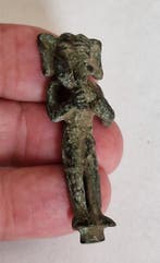 Oud-Indochinese Brons XS Staand Ganesha Kraal Talisman - 58