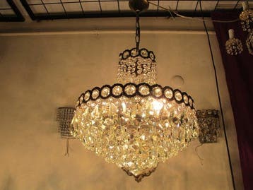 Lustre - Laiton moulé - Éclairage en cristal antique, Antiek en Kunst