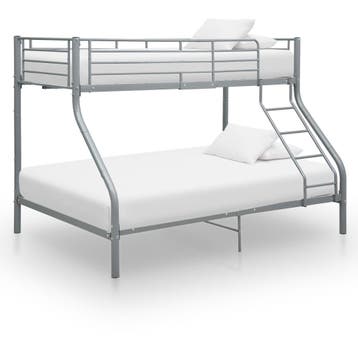vidaXL Stapelbedframe metaal grijs 140x200 cm/90x200 cm, Verzenden, Nieuw