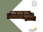 Leren hoekbank Fine - 3 zits + longchair, Ophalen of Verzenden