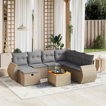vidaXL Patio Sofa Set Mix Beige en Lichtgrijs, Verzenden, Nieuw
