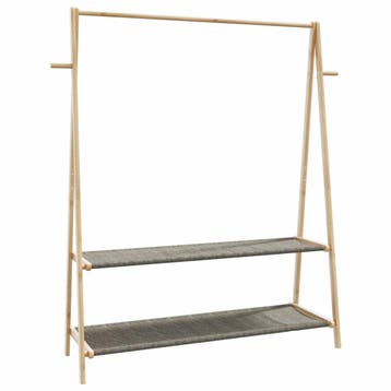 vidaXL Kledingrek met schappen 132x45,5x150,5 cm bamboe, Huis en Inrichting, Verzenden, Nieuw