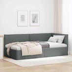 vidaXL Hoek Bed Frame met hoofdeinde Donkergrijs 80 x 200 cm, Verzenden, Nieuw