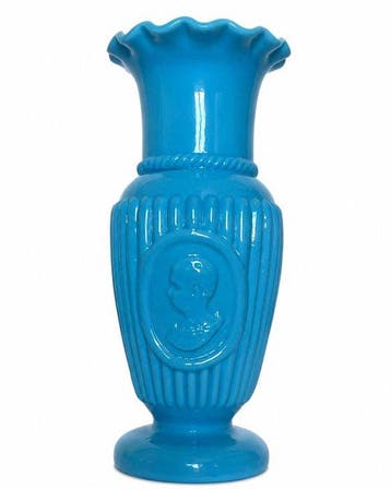 Vase balustre - Verre opalin / Verre moulé - Bleu de la fin