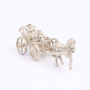 J. Niekerk - Beeldje - Paard en wagen - .835 zilver, Antiek en Kunst
