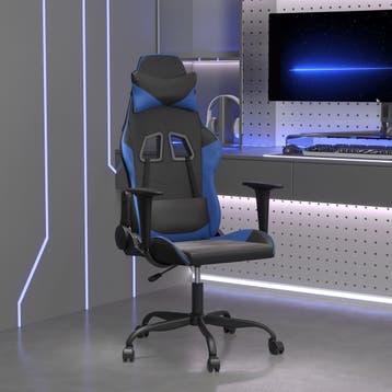 vidaXL Massage gamestoel kunstleer zwart en blauw, Verzenden