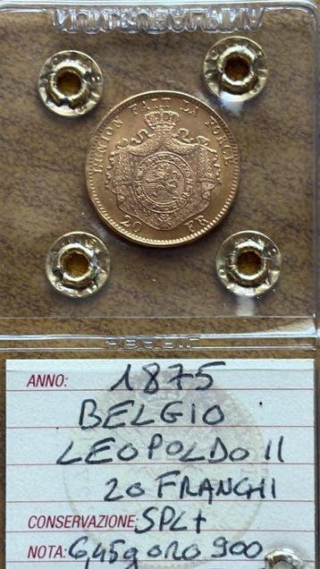 België. Leopold II. 20 Francs 1875
