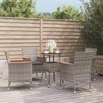 vidaXL 5-delige Bistroset met kussens poly rattan grijs, Verzenden, Nieuw
