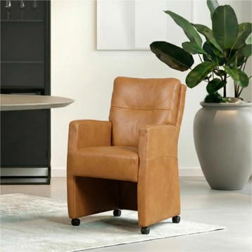 Set van 8 Leren eetkamerstoelen Sharp - Granada Sahara, Huis en Inrichting, Stoelen, Ophalen of Verzenden, Nieuw, Leer