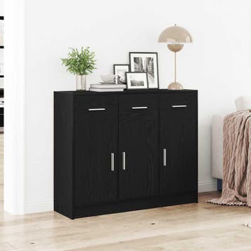 vidaXL Dressoir Zwart Eiken 91x28x75 cm Engineered Wood, Verzenden