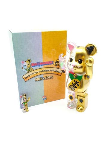 Medicom Toy - Bearbrick Maneki Neko Gold Clear 400% & 100%