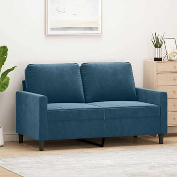 vidaXL Tweezitsbank / zetel 120 cm fluweel blauw, Verzenden
