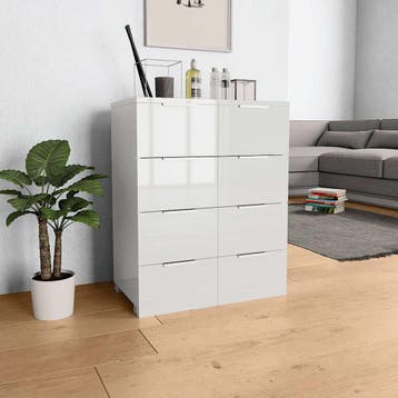 vidaXL Dressoir 60x35x80 cm bewerkt hout hoogglans wit, Verzenden