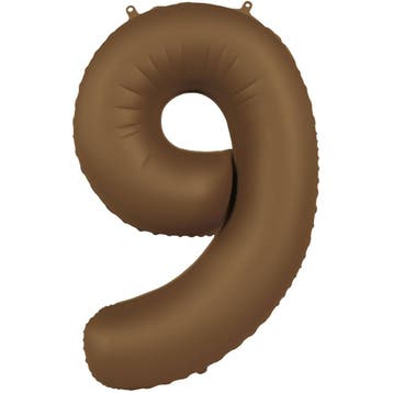 9 Jaar Cijfer Ballon Bruin Mat 86cm, Hobby en Vrije tijd, Feestartikelen, Verzenden, Nieuw