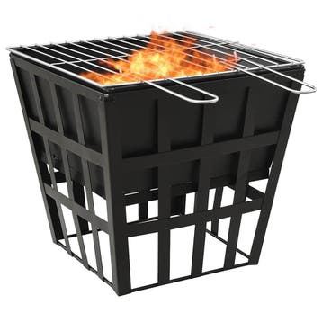 vidaXL Vuurplaats en barbecue 2-in-1 34x34x48 cm staal, Verzenden
