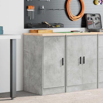 vidaXL Garagekast 40x51x85 cm massief grenenhout betongrijs, Verzenden