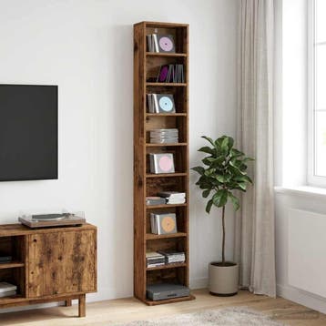 vidaXL CD Kast Oud hout 33 x 23,5 x 175 cm Bewerkt hout, Huis en Inrichting, Woonaccessoires | Cd- en Dvd-rekken, Verzenden, Nieuw