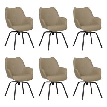 Set van 6 Leren draaibare eetkamerstoelen Magic - Toledo, Ophalen of Verzenden