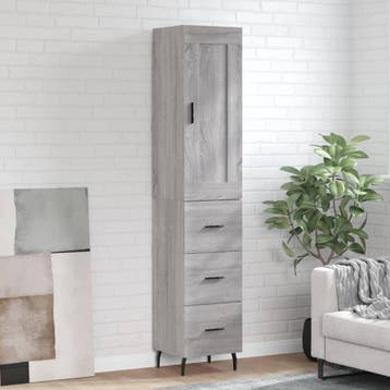 vidaXL Hoge kast 34,5x34x180 cm bewerkt hout grijs sonoma, Verzenden, Nieuw