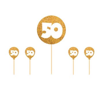Taart Topper Set 50 Jaar 5 delig, Hobby en Vrije tijd, Verzenden, Nieuw