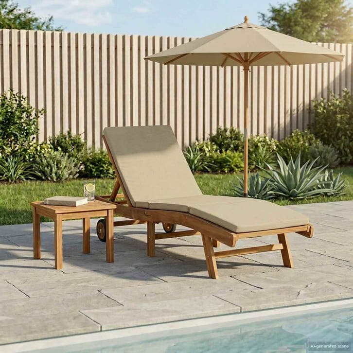 vidaXL Ligstoel Bruin en Beige Polyester, Tuin en Terras, Ligbedden, Nieuw, Verzenden
