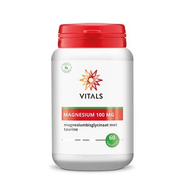 Magnesium (bisglycinaat met taurine) 100 mg - 60 tabletten, Ophalen of Verzenden