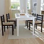 vidaXL Eetkamerstoelen 4 st massief rubberwood en fluweel, Verzenden, Nieuw